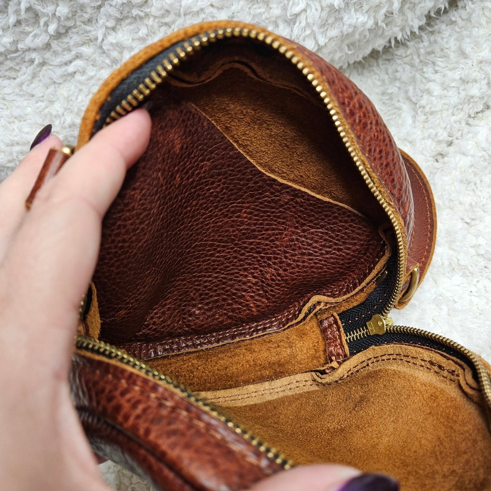 Portland Leather Almost Perfect Pebble Leather Circle Crossbody in Nutmeg - Picture 7 of 11